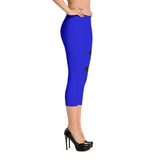 Women's Gym Fit or Casual Capri Leggings Blue/Black by ThatXpression - ThatXpression