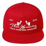 Train Hard And Takeover Gym Fitness Motivational WHT/RED Gym Workout Flat Bill Cap