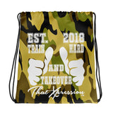 ThatXpression Fashion Fitness Train Hard And Takeover Camouflage Gym Workout Drawstring bag