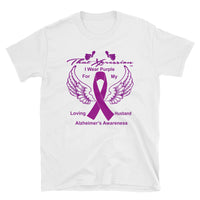 Support Alzheimer Awareness Husband Edition Unisex White/Black T-Shirt - ThatXpression