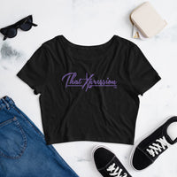 ThatXpression Fashion Fitness Stylized Purple Women’s Gym Workout Crop Tee