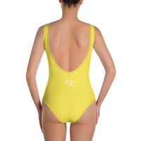 ThatXpression Fitness Inverted Yellow And White One-Piece Swimsuit