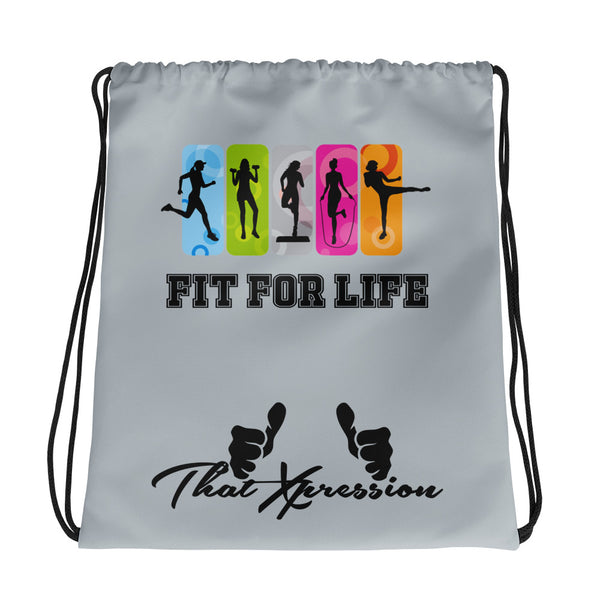 Women's Fit For Life Fitness Gym Drawstring bag by ThatXpression