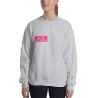 Gym Workout Unisex Grey Sweatshirt Pink Badge Logo by ThatXpression