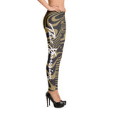 ThatXpression Fashion Fitness Signature New Orleans Theme Black and Gold Leggings