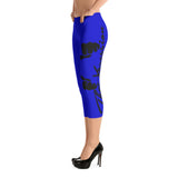 Women's Gym Fit or Casual Capri Leggings Blue/Black by ThatXpression