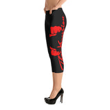 Women's Gym Fitness or Casual Capri Leggings Black/Red by ThatXpression
