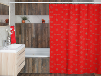 ThatXpression Fashion Red and Tan Designer Bathroom Curtains