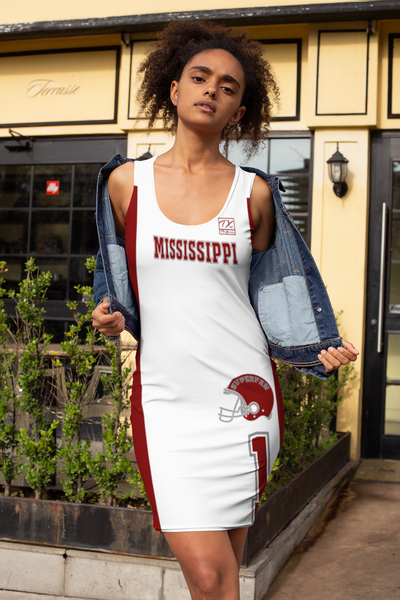 ThatXpression Fashion Mississippi Red White Jersey Themed Racerback Dress