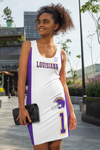 ThatXpression Fashion Louisiana Purple Gold Jersey Themed Racerback Dress