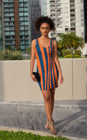ThatXpression's Multi Colored Orange & Blue Denver Colorado Themed Fitted Dress