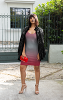 ThatXpression's Silver & Crimson Urban Fashion Fitted Dress