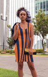 ThatXpression's Multi Colored Navy & Orange Chicago Illinois Themed Fitted Dress