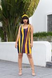 ThatXpression's Multi Colored Navy & Yellow Cleveland Ohio Themed Fitted Dress