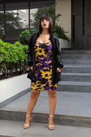 ThatXpression Camo Crazy Los Angeles Purple Gold Scheme Fitted Dress