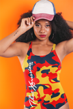 ThatXpression Fashion Camo Denver Themed Navy Yellow One-Piece Swimsuit