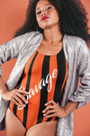 ThatXpression's Black & Orange Cincinnati Themed Striped Savage One-Piece Swimsuit