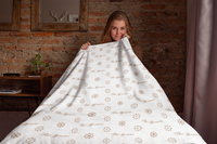 ThatXpression Fashion Designer White and Tan Velveteen Plush Blanket