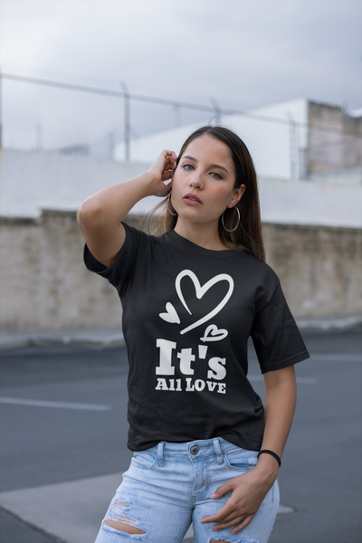 hip hop urban its all love positive vibes women's t'shirt black, navy by thatxpression